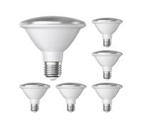 ledscom.de 6 ampoules LED E27, PAR30 cou court, blanc chaud (2700 K), 12,9 W, 994lm, 42°, miroir réflecteur (argent)