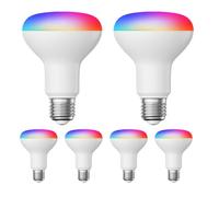ledscom.de 6 ampoules LED E27 RGB, R80, blanc chaud - blanc froid (2700-6300 K), 9,9 W, 950lm, Smart Home, WLAN, Alexa, mates
