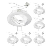 ledscom.de 6 cadres d'encastrement au plafond Circ Aluminium Cadre d'encastrement blanc orientable (LED/Halogène/MR16/50mm) incl. douille GU5.3