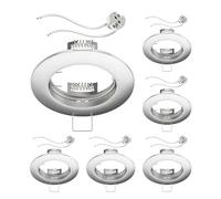 ledscom.de 6 cadres d'encastrement au plafond Circ Aluminium Cadre d'encastrement chromé mat (LED/Halogène/MR16/50mm) incl. douille GU5.3