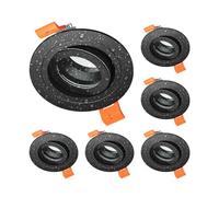 ledscom.de 6 cadres d'encastrement au plafond ERID pour salle de bain, pièce humide, salle de bain, IP44, rond, pivotant, noir mat