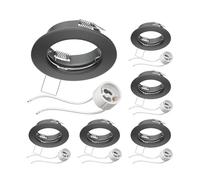 ledscom.de 6 cadres d'encastrement au plafond FERE Cadre d'encastrement anthracite mat (LED/Halogène/GU10/MR16/PAR16/50mm) incl. douille GU10