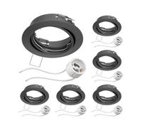 ledscom.de 6 cadres d'encastrement au plafond FERE Cadre d'encastrement anthracite mat pivotant (LED/Halogène/GU10/MR16/PAR16/50mm) incl. douille GU10
