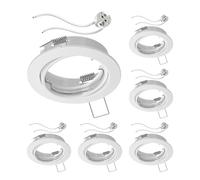 ledscom.de 6 cadres d'encastrement au plafond FERE Cadre d'encastrement blanc mat pivotant (LED/Halogène/MR16/50mm) incl. douille GU5.3