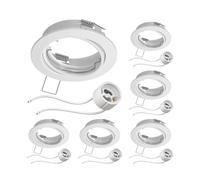 ledscom.de 6 cadres d'encastrement au plafond FERE Cadre d'encastrement blanc pivotant (LED/Halogène/GU10/MR16/PAR16/50mm) incl. douille GU10