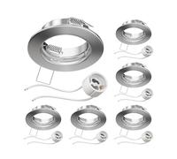 ledscom.de 6 cadres d'encastrement au plafond FERE Cadre d'encastrement chromé mat (LED/Halogène/GU10/MR16/PAR16/50mm) incl. douille GU10
