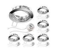 ledscom.de 6 cadres d'encastrement au plafond FERE Cadre d'encastrement chromé pivotant (LED/Halogène/GU10/MR16/PAR16/50mm) incl. douille GU10