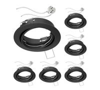 ledscom.de 6 cadres d'encastrement au plafond FERE Cadre d'encastrement noir mat pivotant (LED/Halogène/MR16/50mm) incl. douille GU5.3