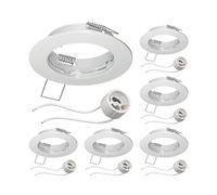 ledscom.de 6 cadres d'encastrement au plafond FERE, rond, blanc brillant (GU10/MR16/GU5,3/50mm) incl. douille GU10