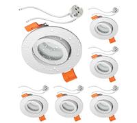 ledscom.de 6 cadres d'encastrement au plafond pour salle de bain ERID, pièce humide, salle de bain, IP44, rond, orientable, blanc mat incl. douille GU5.3