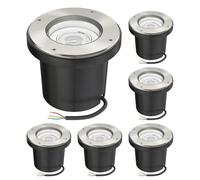 ledscom.de 6 lampes encastrées dans le sol BOFU pour l'extérieur orientables en acier inoxydable rond IP67 150mm Ø incl. lampe LED (blanc, 5,3W, 504lm, 50°)