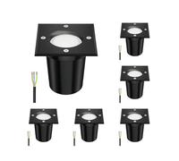 ledscom.de 6 lampes encastrées dans le sol RELI pour l'extérieur, IP67, noir, carré, 11 x 11cm y compris lampe LED 630lm blanc