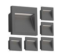 ledscom.de 6 LED encastrées au mur NOLA, downlight pour l'extérieur, IP54, anthracite mat, 90 x 90mm, blanc chaud