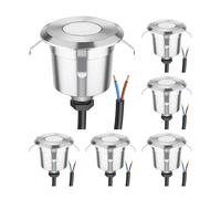 ledscom.de 6 LED encastrés de sol AGENA pour l'extérieur, IP65, inox, rond, 60mm Ø, blanc chaud