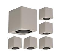 ledscom.de 6 pièces Applique ALSE Downlight pour l'extérieur, gris, aluminium, carré, incl. GU10 LED, blanc chaud, 3 niveaux de gradation : 500lm/270lm/110lm