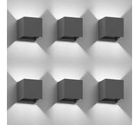 ledscom.de 6 pièces Applique murale CUBEL pour l'extérieur, anthracite, IP65, Up