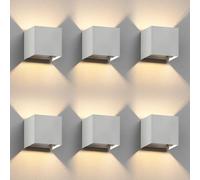 ledscom.de 6 pièces Applique murale CUBEL pour l'extérieur, IP65, up-/Downlight, blanc mat, carré, 1x G9 max. 10W