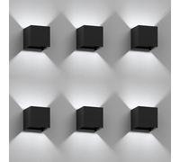 ledscom.de 6 pièces Applique murale CUBEL pour l'extérieur, noir, IP65, Up