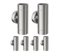 ledscom.de 6 pièces Applique WEDO pour l'extérieur, IP44, Up-/Downlight, inox mat, ronde, 2x GU10 max. 35W