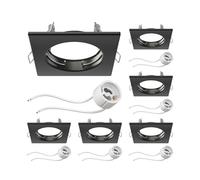 ledscom.de 6 pièces cadre d'encastrement pour plafond RIR cadre d'encastrement noir mat carré (LED/Halogène/GU10/MR16/PAR16/50mm) incl. douille GU10