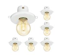 ledscom.de 6 pièces E27 porcelaine plafonnier encastré TELA, blanc, lampe LED incluse, or, 471lm, blanc extra-chaud