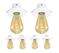 ledscom.de 6 pièces E27 porcelaine plafonnier encastré TELA, blanc, lampe LED incluse, or, 489lm, blanc extra-chaud