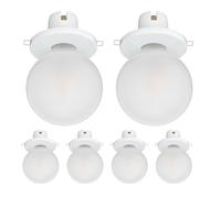 ledscom.de 6 pièces E27 porcelaine plafonnier encastré TELA, blanc, lampe LED incluse, verre dépoli, 845lm blanc chaud