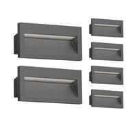 ledscom.de 6 pièces LED encastrées au mur NOLA, downlight pour l'extérieur, IP54, anthracite mat, 140 x 70mm, blanc chaud