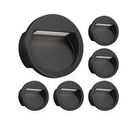 ledscom.de 6 pièces LED encastrées au mur NOLA, downlight pour l'extérieur, IP54, noir mat, 105mm Ø, blanc chaud