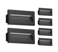 ledscom.de 6 pièces LED encastrées au mur NOLA, downlight pour l'extérieur, IP54, noir mat, 140 x 70mm, blanc chaud