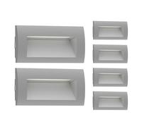 ledscom.de 6 pièces LED encastrées au mur ZIBAL, downlight pour l'extérieur, IP65, gris mat, 140 x 70mm, 3,3 W, 209lm, blanc chaud