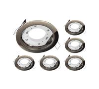 ledscom.de 6 pièces plafonnier encastré ZOBE, chrome-noir brillant, rond, 107mm Ø, 1x GX53 max. 25W