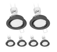 ledscom.de 6 spots encastrés au plafond FERE cadre d'encastrement anthracite mat pivotant, lampe GU10 incluse, 450lm, blanc chaud