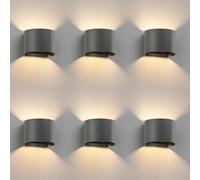 ledscom.de 6x Applique murale RUNEL pour l'extérieur, IP65, up/downlight, anthracite mat, ronde, 1x G9 max. 10W