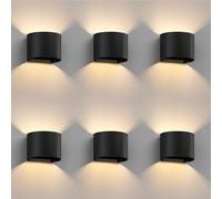 ledscom.de 6x Applique RUNEL pour l'extérieur, IP65, up/downlight, noir mat, ronde, 1x G9 max. 10W
