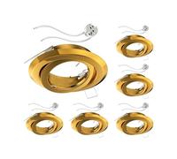ledscom.de 6x cadre d'encastrement au plafond FABI, rond, pivotant, doré brillant, douille GU5.3 incluse