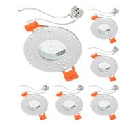 ledscom.de 6x cadre d'encastrement pour plafond de salle de bain ERID, pièce humide, salle de bain, IP44, rond, blanc mat, douille GU5.3 incluse