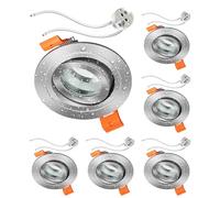 ledscom.de 6x cadres d'encastrement pour plafond de salle de bains ERID, pour pièces humides, salle de bains, IP44, ronds, orientables, aluminium mat, avec douille GU5.3