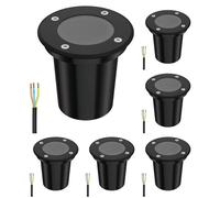 ledscom.de 6x lampes encastrées dans le sol BOLI pour l'extérieur, IP67, noir, rond, 108mm Ø, 1x GU10 max. 15W, givré