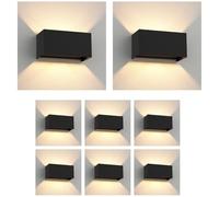 ledscom.de 8 appliques murales CUBEL pour l'extérieur, IP65, éclairage vers le haut/vers le bas, noir mat, de forme carrée, 2 x G9, max. 10 W