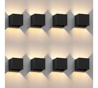 ledscom.de 8 appliques murales CUBEL pour l'extérieur, IP65, éclairage vers le haut/vers le bas, noir mat, carrées, 1 ampoule G9 max. 10 W