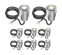 ledscom.de 8 pièces LED encastrées dans le sol GLOX pour l'extérieur, IP67, aluminium, rond, 35mm Ø, blanc chaud, mat