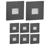 ledscom.de 8 pièces LED lumière d'escalier/lampe murale encastrée FOW pour l'intérieur et l'extérieur, downlight, carré, anthracite, 85 x 85mm, blanc froid