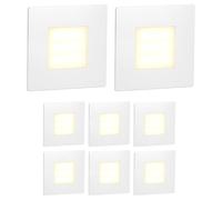 ledscom.de 8 pièces Lumière d'escalier LED/lampe murale encastrée FEX pour l'intérieur et l'extérieur, carrée, 85 x 85mm, blanc chaud