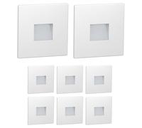 ledscom.de 8 pièces Lumière d'escalier LED/lampe murale encastrée FOW pour l'intérieur et l'extérieur, downlight, rectangulaire, 85 x 85mm, blanc chaud