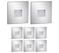 ledscom.de 8 pièces Lumière d'escalier LED/lampe murale encastrée FOW pour l'intérieur et l'extérieur, downlight, carré, acier inoxydable, 85 x 85mm, blanc chaud