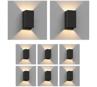 ledscom.de 8x Applique CUBEL pour l'extérieur, IP65, Up-/Downlight, noir mat, carré, 1x G9 max. 10W