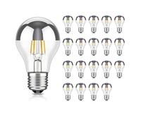 ledscom.de Ampoule LED E27 pour miroir de courtoisie, 20 pièces, A60, 2600 K, blanc chaud, 399 lm, 4,3 W, 230 V - Ampoule à culot argenté - non gradable