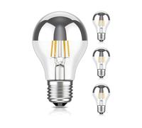 ledscom.de Ampoule LED E27 pour miroir de courtoisie, 4 pièces, A60, 2600 K (blanc chaud), 399 lm, 4,3 W, 230 V - Ampoule « Silberkopf » - non gradable