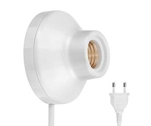 ledscom.de Applique/douille de lampe ELEKTRA, fiche, interrupteur, porcelaine, blanc brillant, rond, 1x E27 max. 300W